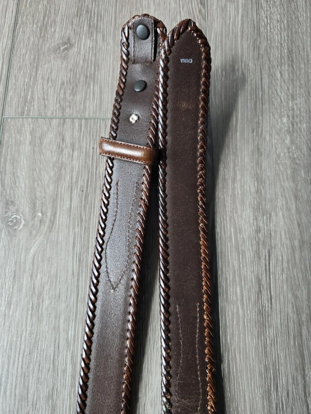 Wrangler Western Belt Mens 40 Brown Genuine Leather Braided Rope Silver Buckle